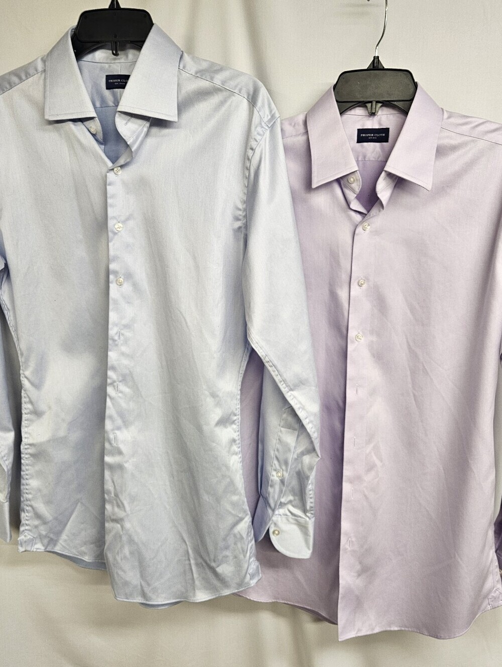 Proper Cloth Lot of 2 Blue Purple Non-Iron Dress Shirt Men's Size 16 And 16.5